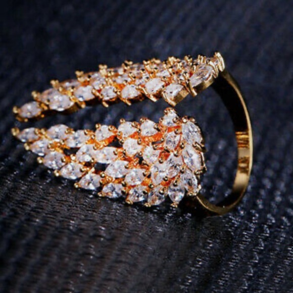 New 18k rose gold plated diamond stones Adjustable Ring - Picture 2 of 3